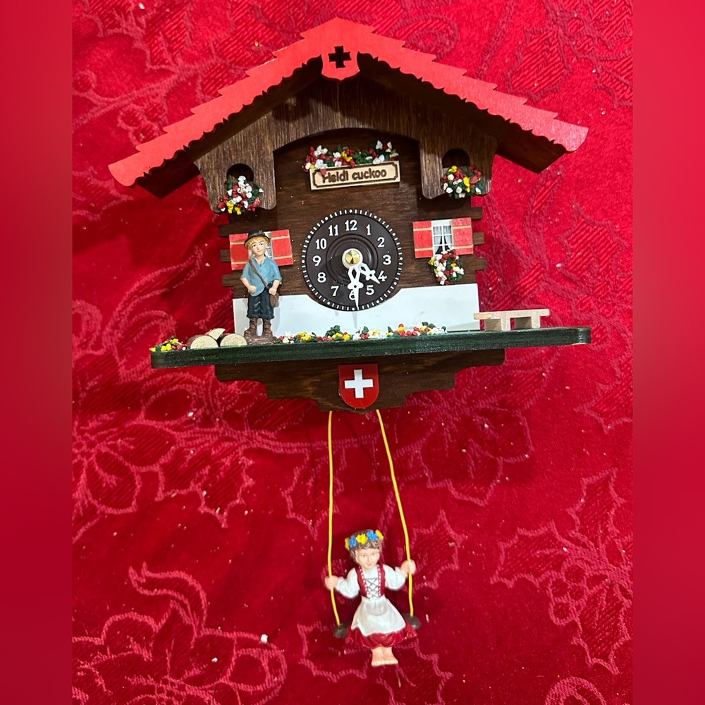 Loetscher Cuckoo Clock Heidi on the Swing Swiss RETIRED- 9902Q